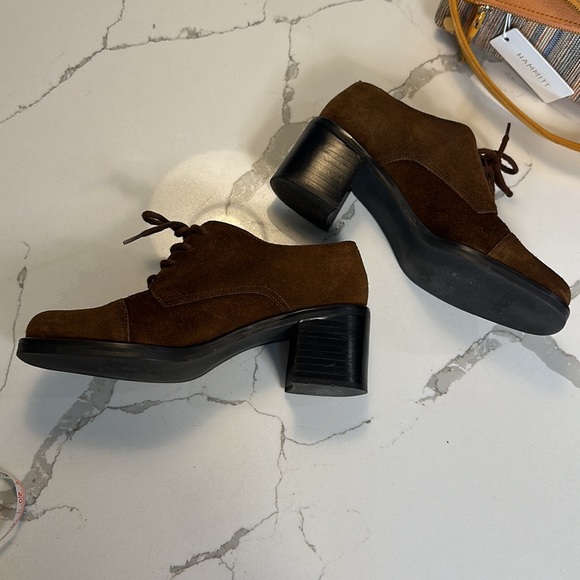 Nine West Vintage Suede Leather Lace Up Square Toe Loafer Bootie - Picture 3 of 5